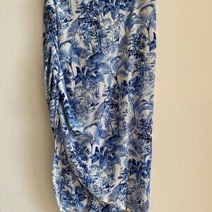 Cider Blue Midi Pencil Skirt with Ruched Detail for Resort Wear